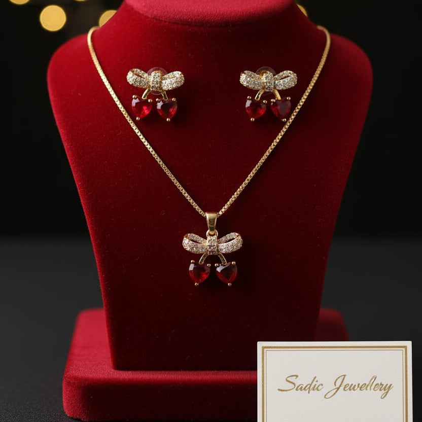 Gold-Toned Butterfly Bliss 3-Piece Stainless Steel Necklace & Earrings Set