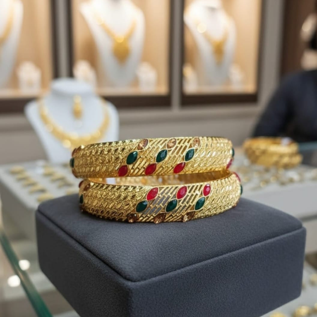 Exquisite Gold Plated Bangle Pair  Classic Elegance