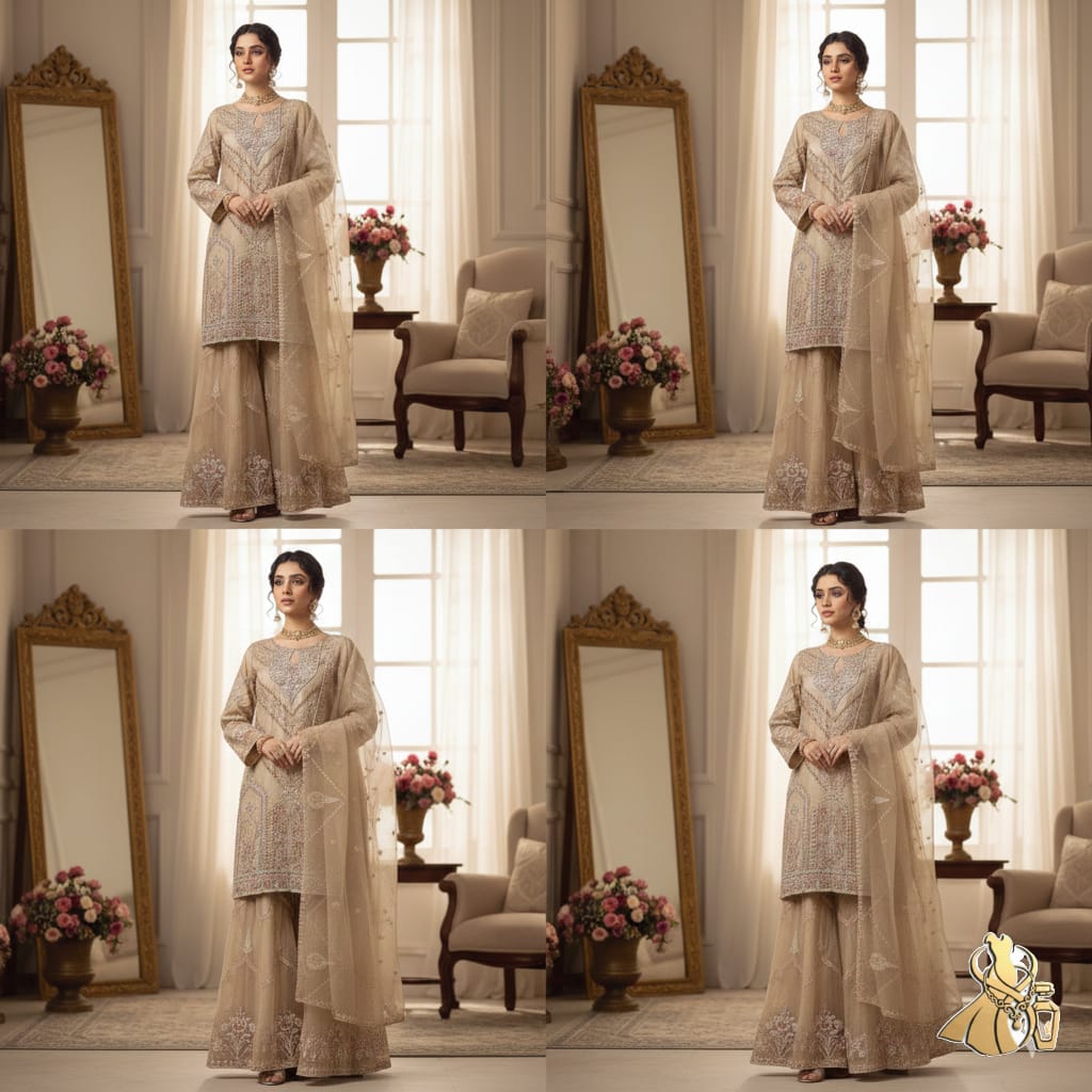 The Ethereal Dream: Pastel Embroidery On Net Fabric